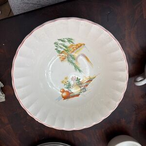 Elegant White Ceramic Bowl with Mexican Scene Motif